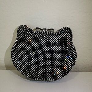 Black Rhinestone Cat-Shaped Crossbody purse